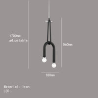 Lustre Créatif à 2 Ampoules - Hauteur Réglable en Métal