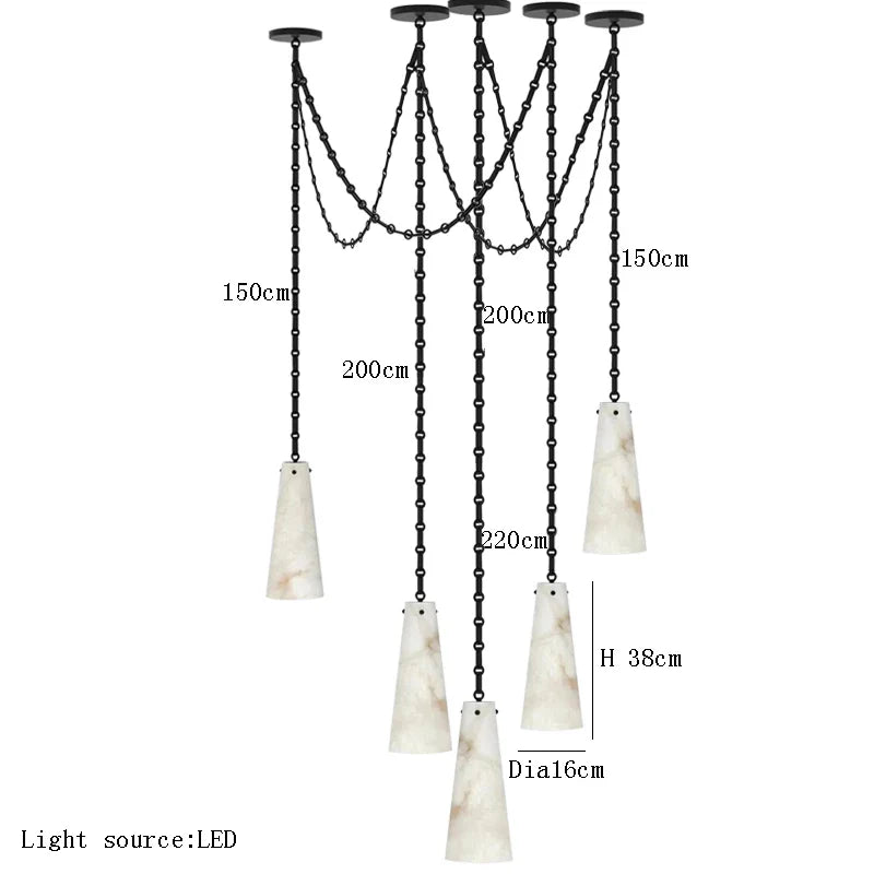Plafonnier LED Suspendu en Marbre Sur-Mesure 2024 - Luxe Illuminé
