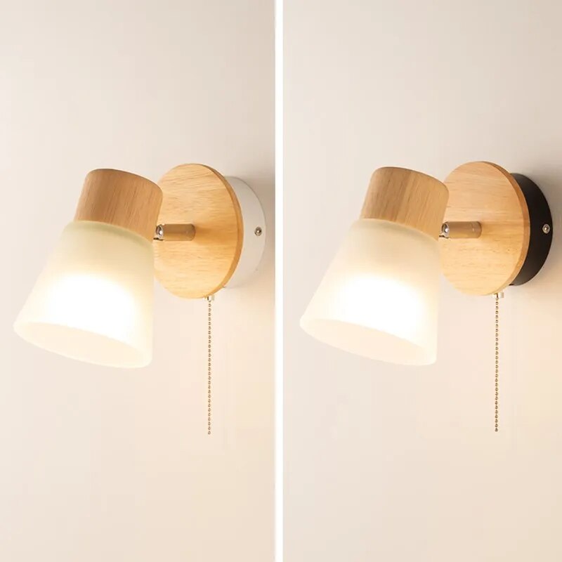 Applique murale LED design en bois et verre