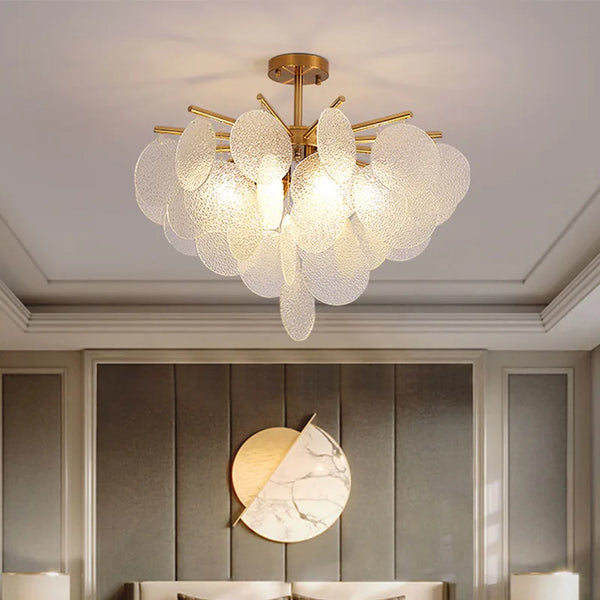 Lustre en verre de luxe avec carillons éoliens romantiques