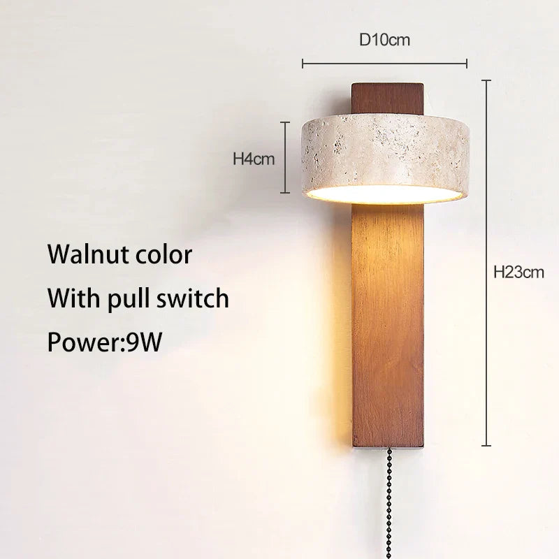 Applique murale bois noyer LED pivotante