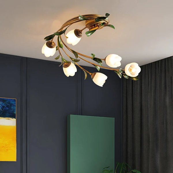 Plafonnier LED Fleurs en Verre Nordique "Viridiplantae"