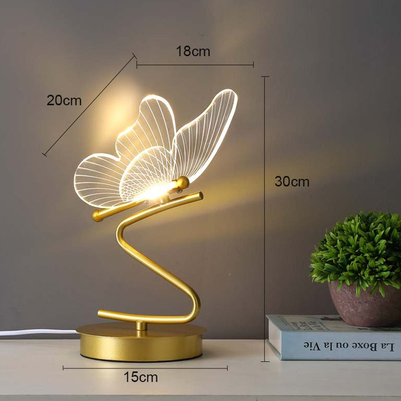 Lampe à poser LED métallique Papillon