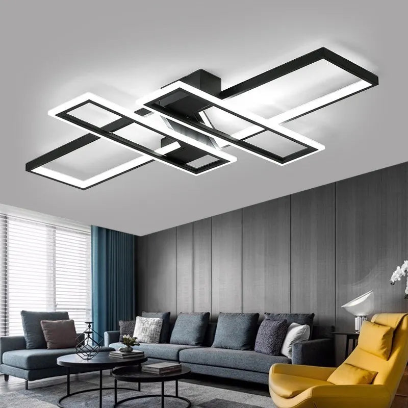 Plafonnier Led nordique moderne en aluminium blanc/noir avec télécommande.