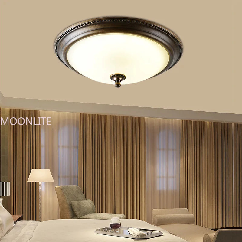 Plafonnier LUMIÈRE D'AMBIANCE LED rond or/noir/Bronze pour couloir salon cuisine