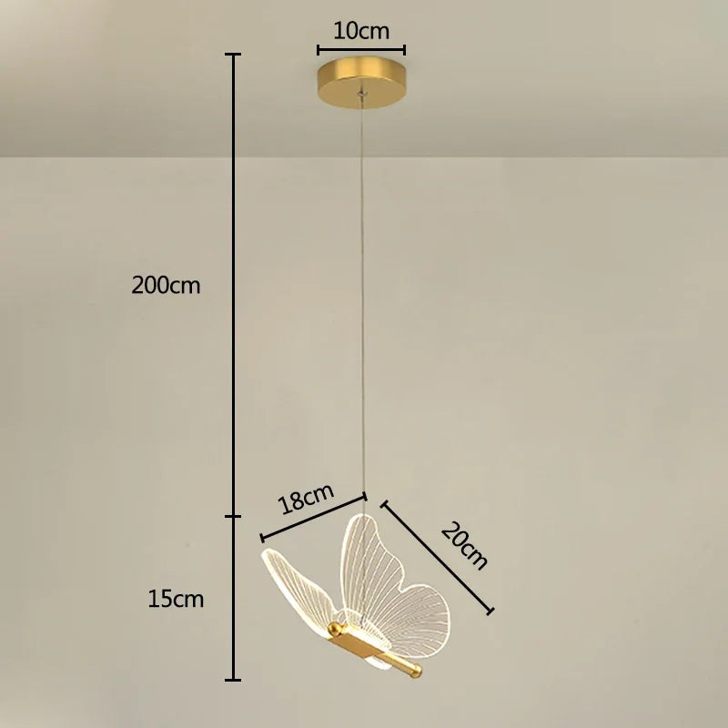 Suspension LED papillon en acrylique au design contemporain
