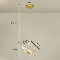 Suspension LED papillon en acrylique au design contemporain