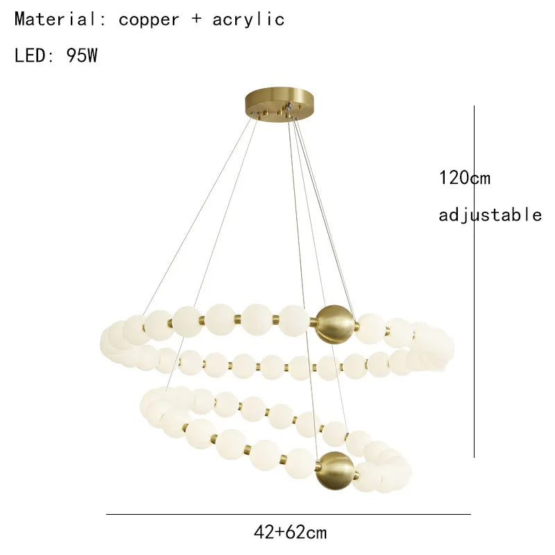 Luminaire de suspension LED en laiton avec fil réglable et abat-jour rond