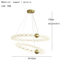 Luminaire de suspension LED en laiton avec fil réglable et abat-jour rond