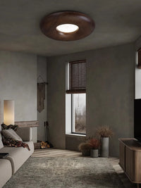 Plafonnier LED Vintage Chic en Bois Foncé - Grand Lustre