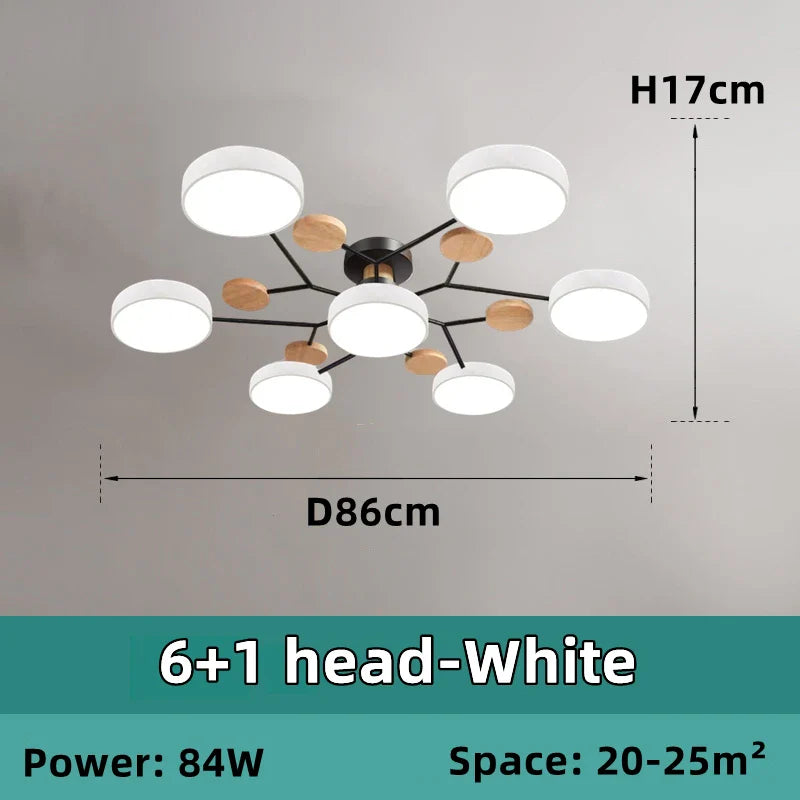 Lustre LED Nordique en Bois - Éclairage Intérieur Minimaliste
