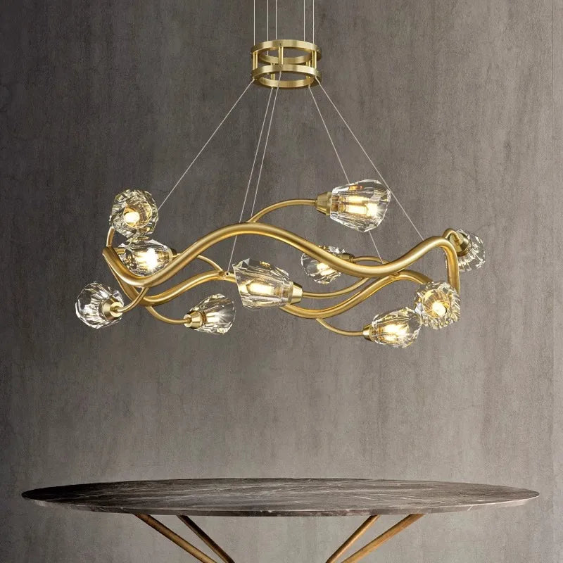 Lustre LED en cristal de luxe pour éclairage intérieur modernisé