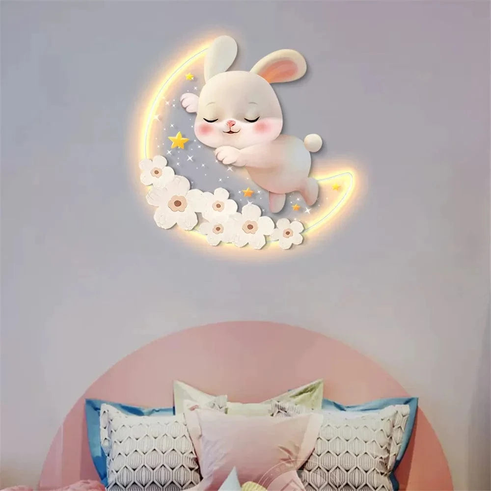 Fraise Lapin - Lampe Murale LED Acrylique pour Chambre Enfants