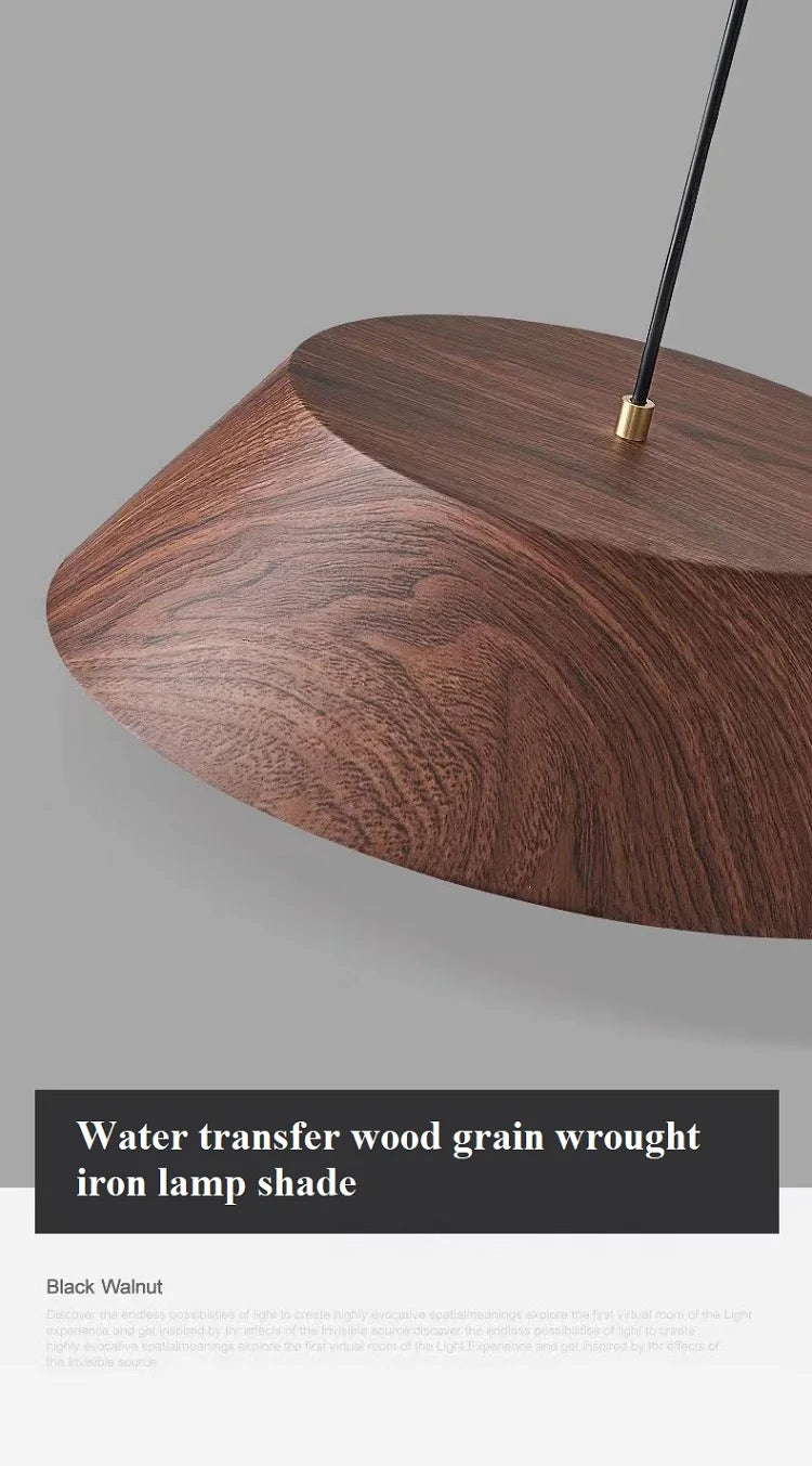 Lustre LED nordique en bois de noyer pour salle à manger et barre Wabi Sabi Art café table suspension
