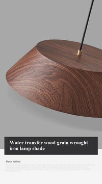 Lustre LED nordique en bois de noyer pour salle à manger et barre Wabi Sabi Art café table suspension