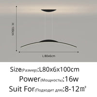 Lustre Long LED Minimaliste Éclat Moderne avec Hauteur Réglable