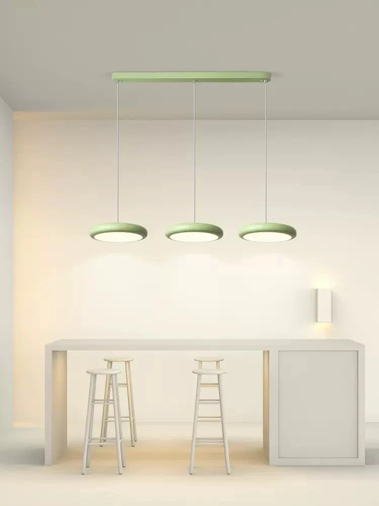 Lustre LED Nordique Vert 1-3 Tête Disque Suspension - Luminaire Design pour Salon, Chambre, Cuisine - Décor Maison
