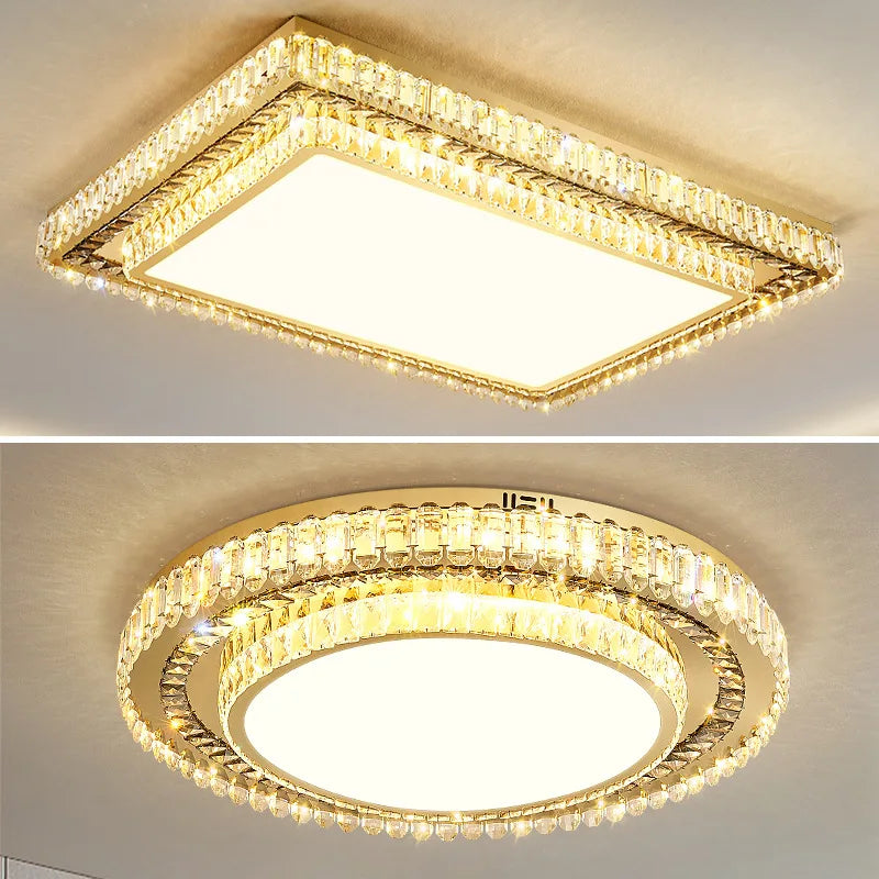 Lustre de Luxe Moderne en Verre de Cristal LED Rond - Collection Prestige