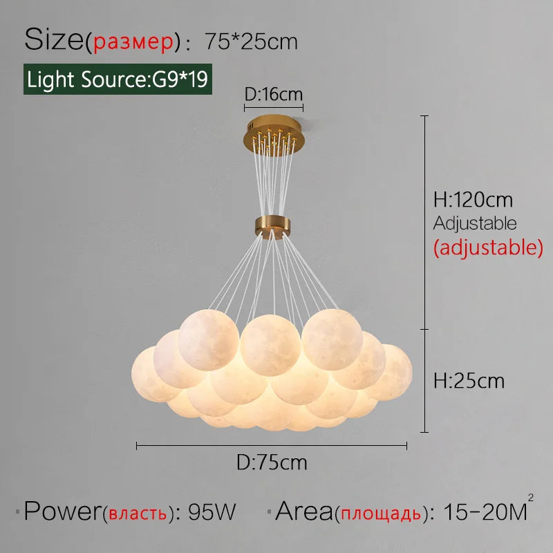 Lustre Nordique Lune Planète Design LED Décoration Maison