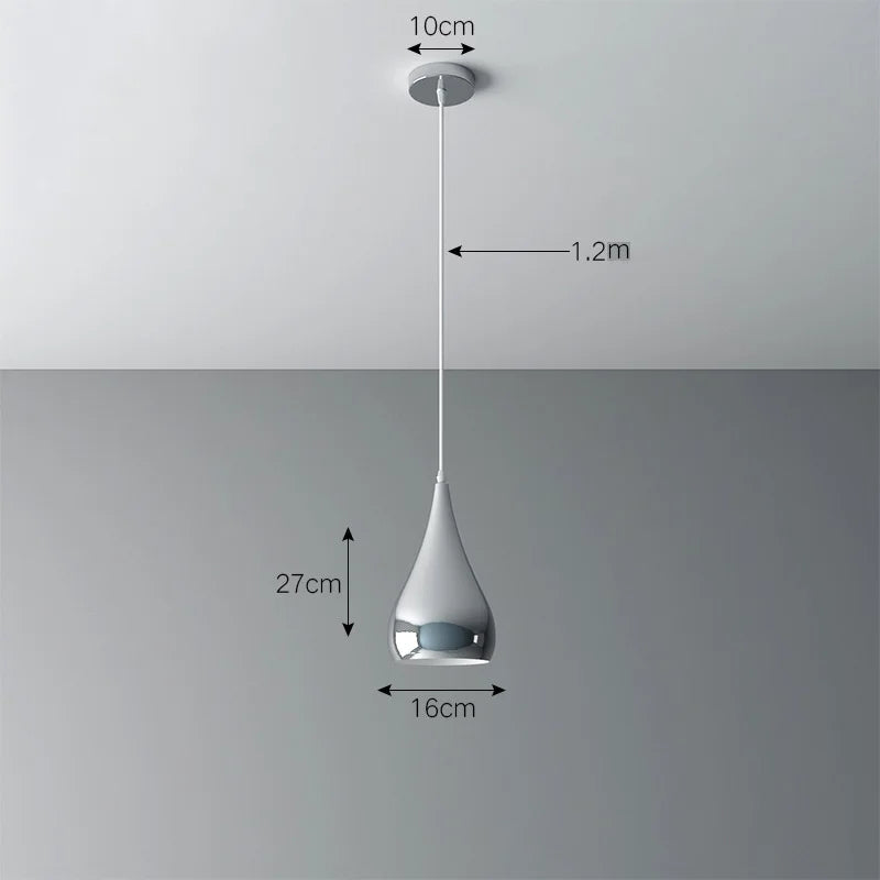 Plafonnier nordique argenté Globe boule miroir, lampe suspendue en fer