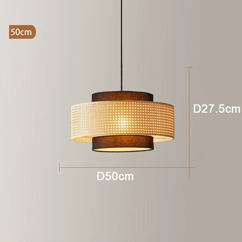 Suspension Design Bambou Rotin avec LED.
