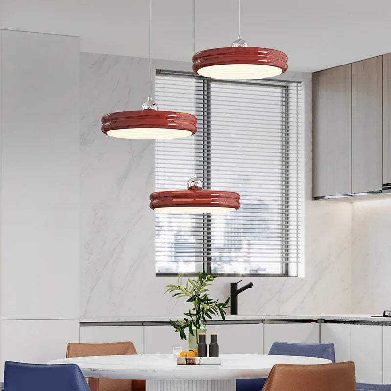 Suspension de luxe moderne dimmable avec abat-jour circulaire en fer - Collection Élégance contemporaine