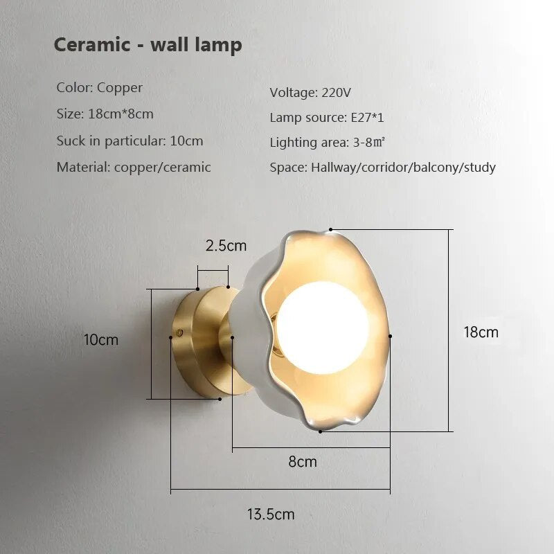 Applique murale LED nordique en céramique