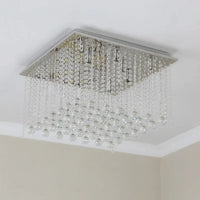 Lustre en cristal carré encastré pour salon de luxe : Lustres en cristal suspension LED de haute qualité