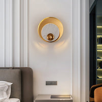 Applique murale LED en marbre et laiton doré de luxe