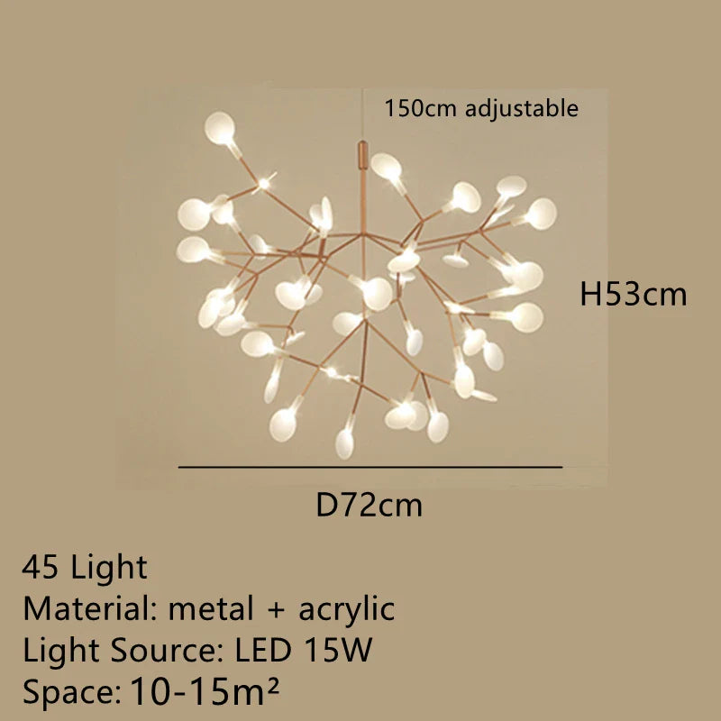 Lustre LED Modern Branché à Branches Rondes pour Suspension