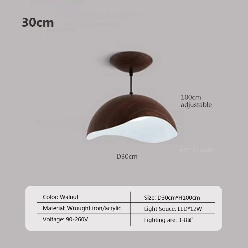 Lustre en fer grain bois nordique avec LED