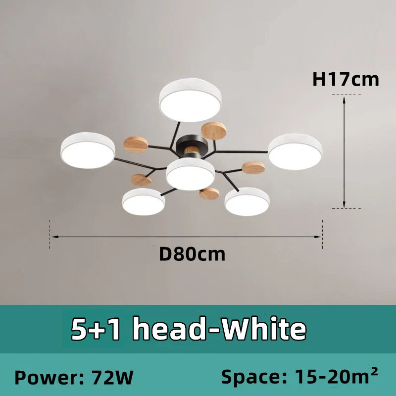 Lustre LED Nordique en Bois - Éclairage Intérieur Minimaliste
