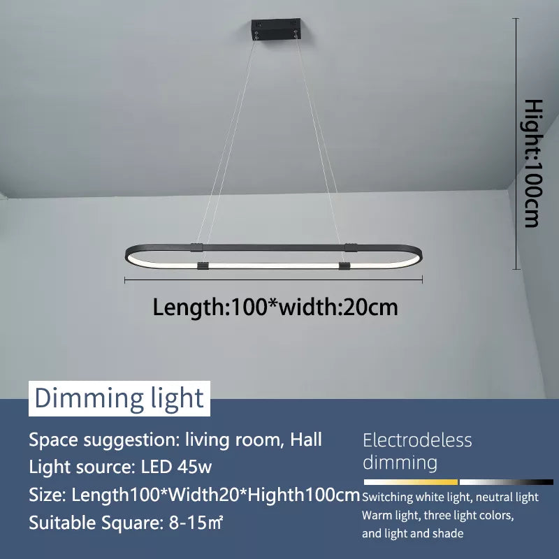 Suspensions LED élégantes pour salle à manger.