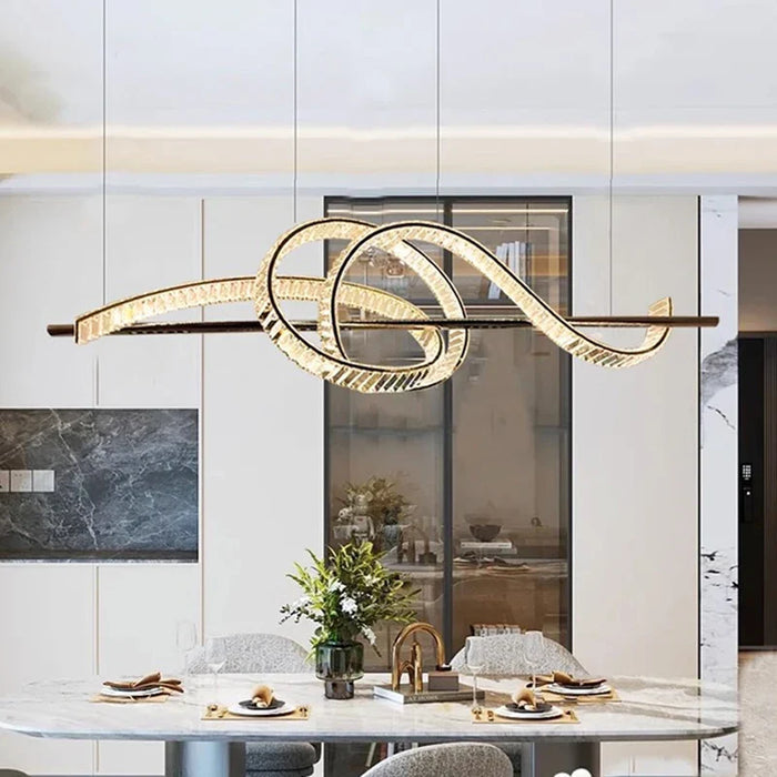 Lustre Moderne Design Cristal pour Salle à Manger - Éclairage Intérieur Luxe