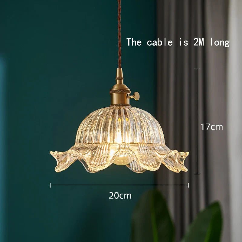 Lustre japonais en verre et laiton