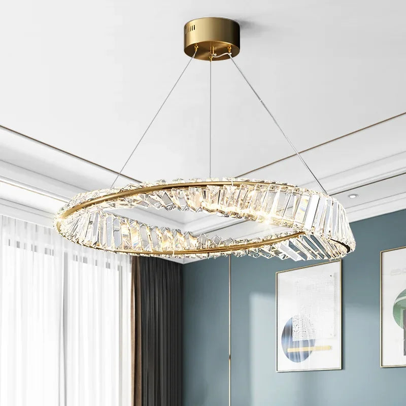Lustre de luxe en cristal pour salon, décor chambre - éclairage en verre argenté bougie