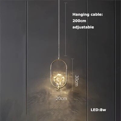 Lustre LED en Cuir et Verre