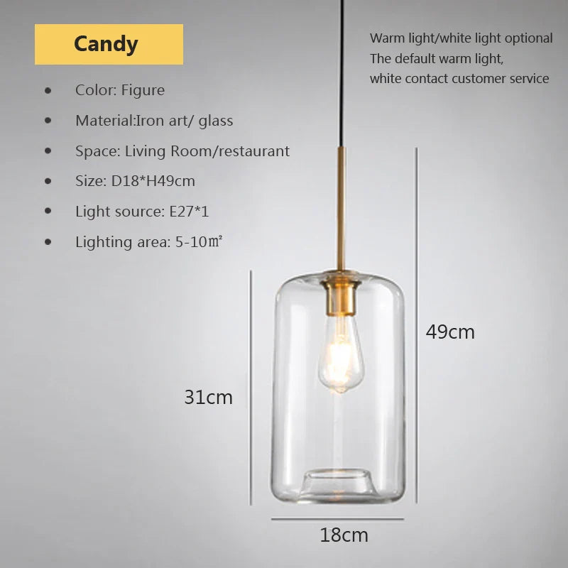 Lustre LED en verre industriel
