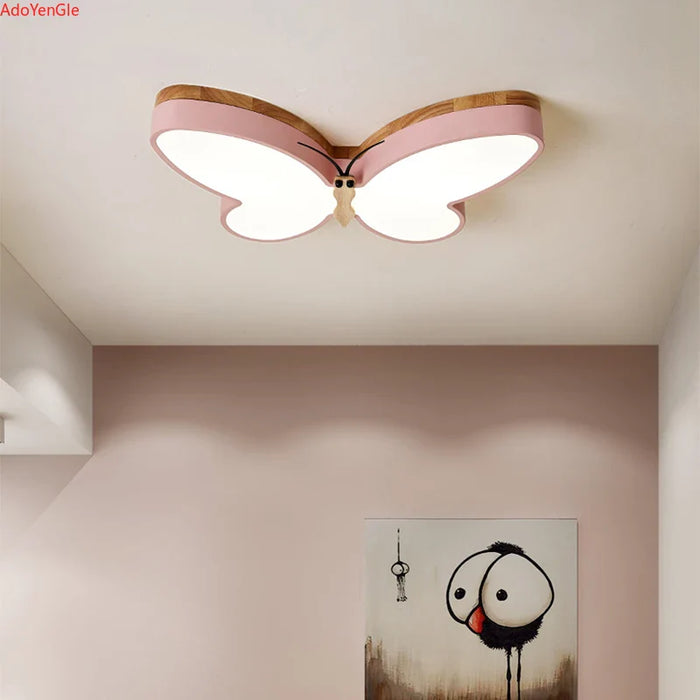 Plafonnier LED modernes en bois pour chambre d'enfants - Papillon mignon