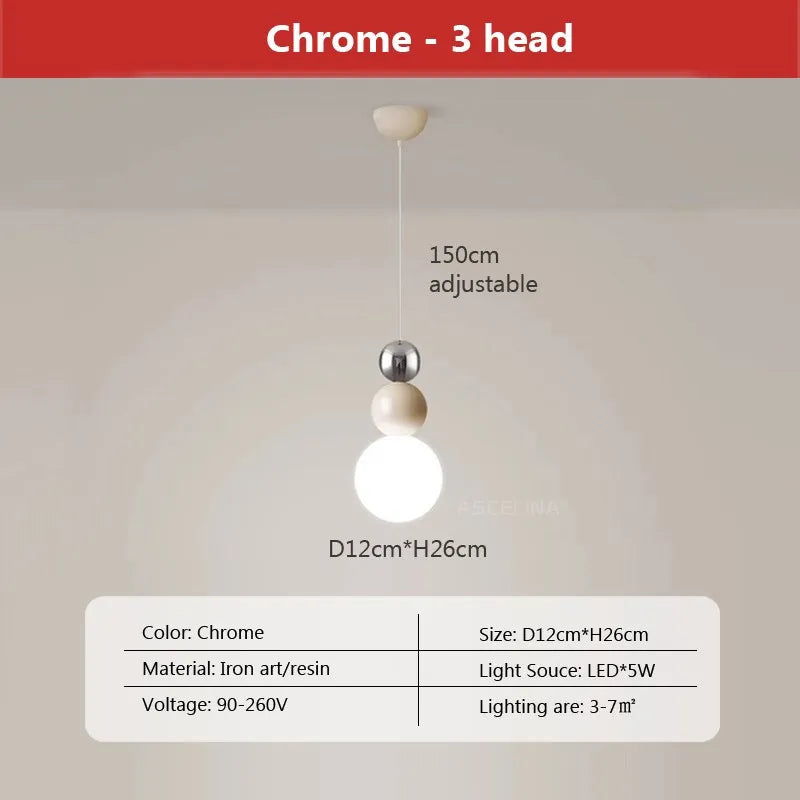 Suspension LED Nordique Minimaliste à 2/3 Têtes - Lumina.