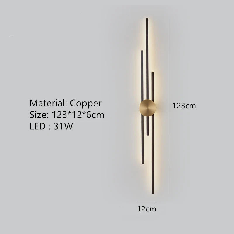 Applique murale LED minimaliste en laiton pour restaurant chic