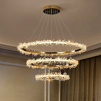Lustre de Luxe Moderne en Cristal avec Éclairage LED Annulaire Variable