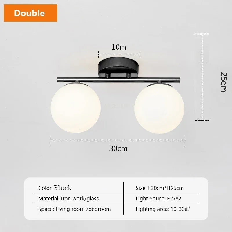 Plafonnier LED Nordique en Verre Boule Créative Dorée - Collection Scandinave