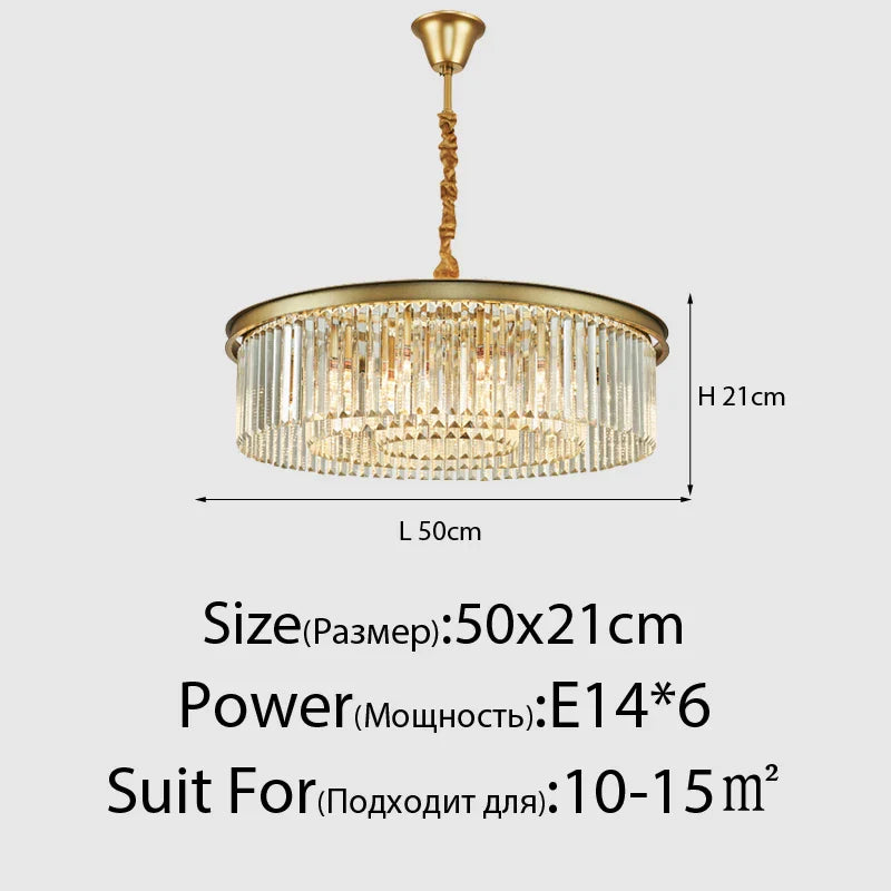 Lustre en Cristal LED Moderne Américain pour Salon Salle à Manger Villa