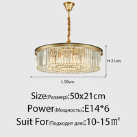 Lustre en Cristal LED Moderne Américain pour Salon Salle à Manger Villa