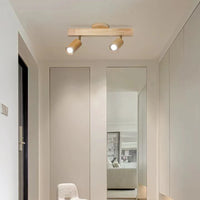 Plafonnier LED Horizon en bois avec projecteur sur rail