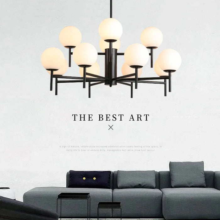 Lustre LED moderne médiéval avec boule de verre "Haricot Magique"