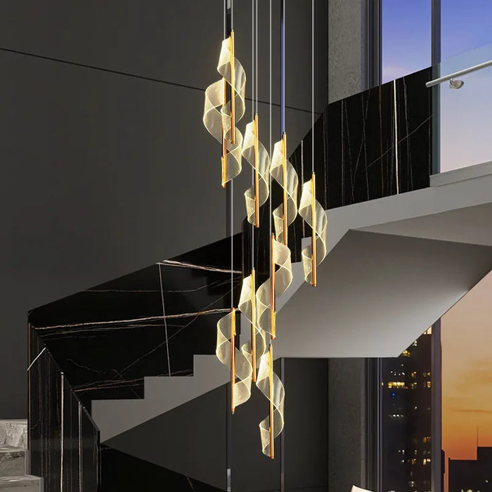Lustre LED Moderne en Acrylique pour Escaliers en Colimaçon - Éclairage Élégant et Innovant
