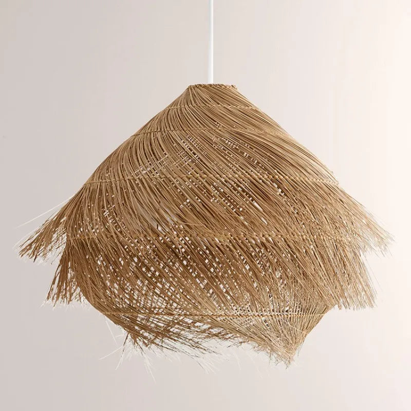 Suspension lumineuse Japonais Wasabi en Rotin avec Led pour Salle à Manger