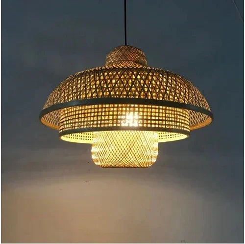 Suspension Bambou tissage LED Variations Tailles